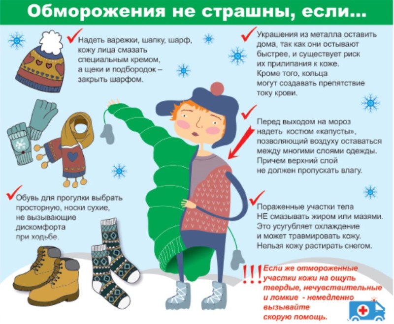 Памятка при обморожении для детей