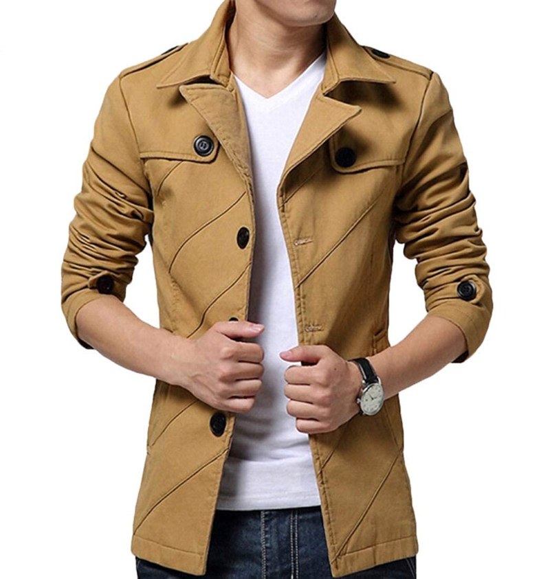 Trench Coat men однобортный