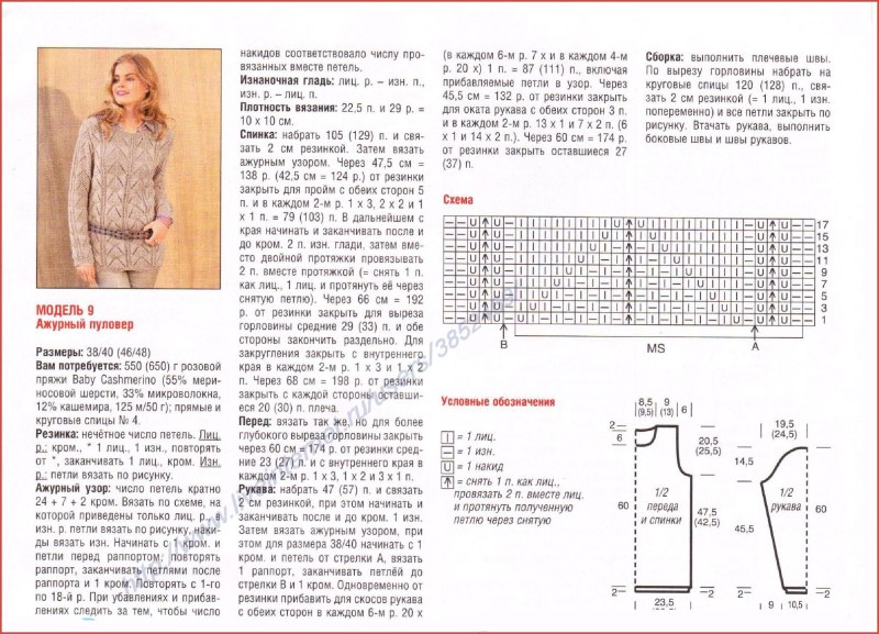 Схема вязания свитера спицами для женщин 48 размер