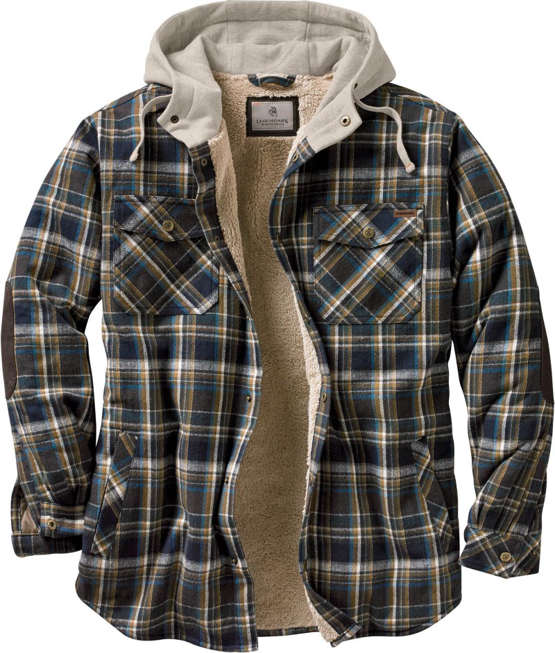 Legendary Whitetails men's Camp Night Berber lined Hooded Flannel Shirt Jacket