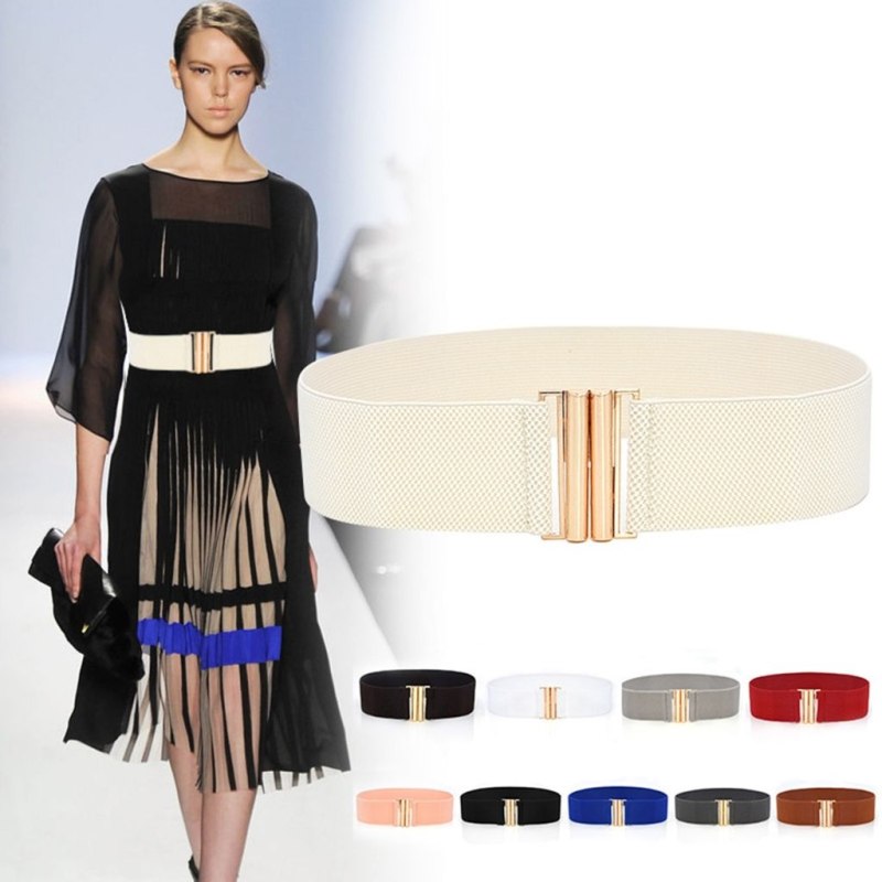 Ladies wide Elastic Waist Belt Buckle Corset women Srtetch Cinch Dress waistband