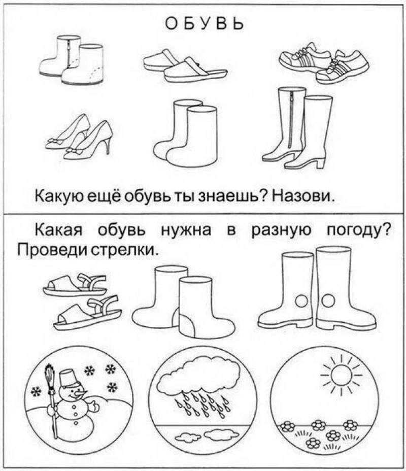 Одежда обувь задания для дошкольников