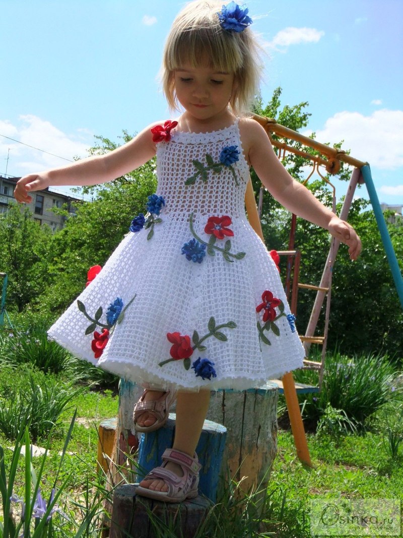 Вязаные детские летние платья