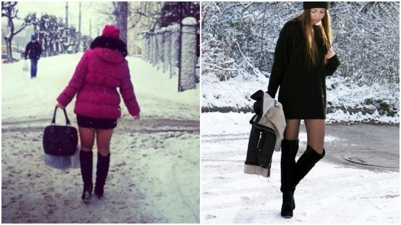 Зимой в короткой юбке