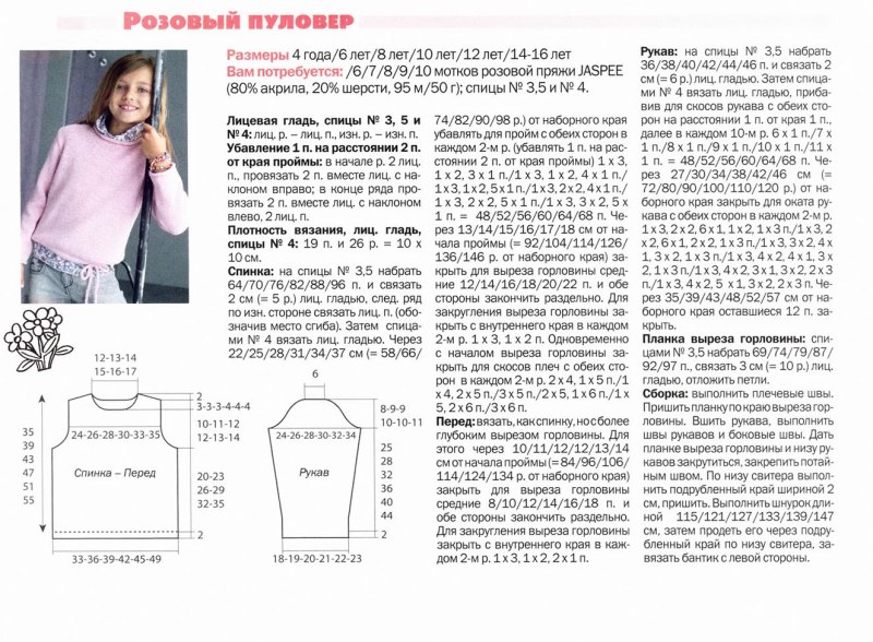Вязаная кофточка для девочки 8 лет спицами схемы и описание