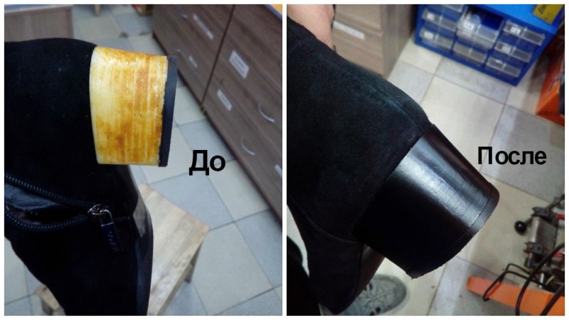 Обтяжка каблука кожей