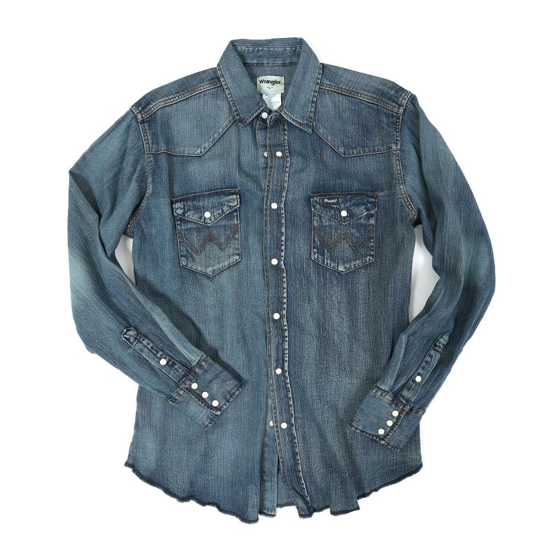 Vintage Wrangler Western Denim Shirt Pearl Snap
