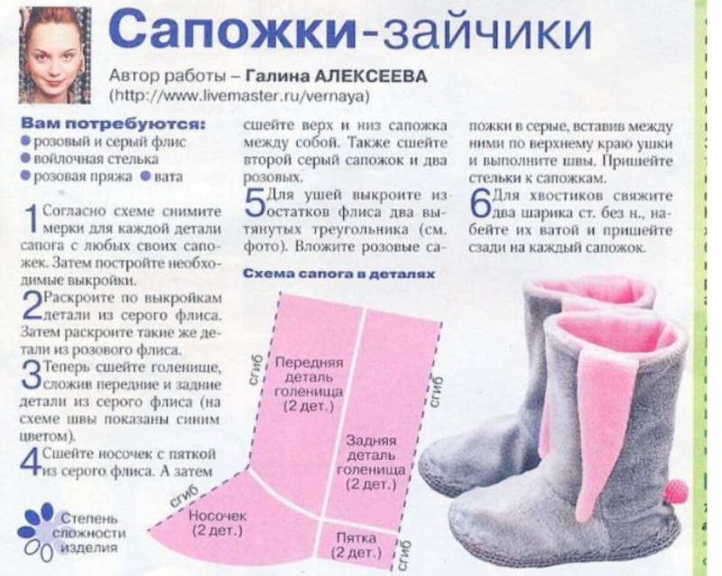 Шьем теплые домашние тапочки сапожки выкройка