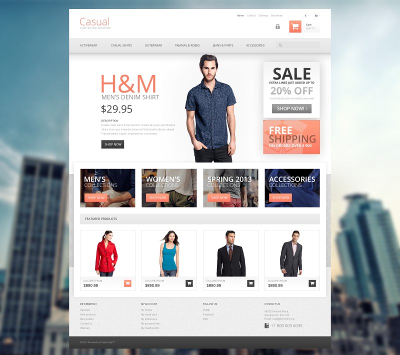 PRESTASHOP адаптивный шаблон магазин одежды