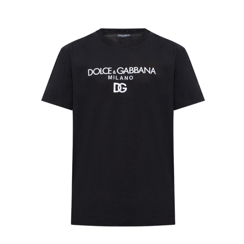 Мужская футболка d&g с металлическим треугольником лого белая