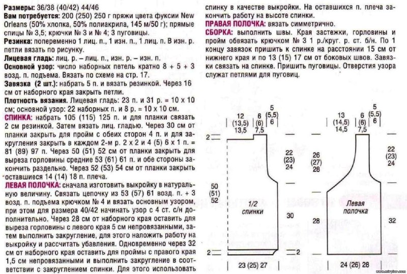 Вязание жилетки схемы и описаниями