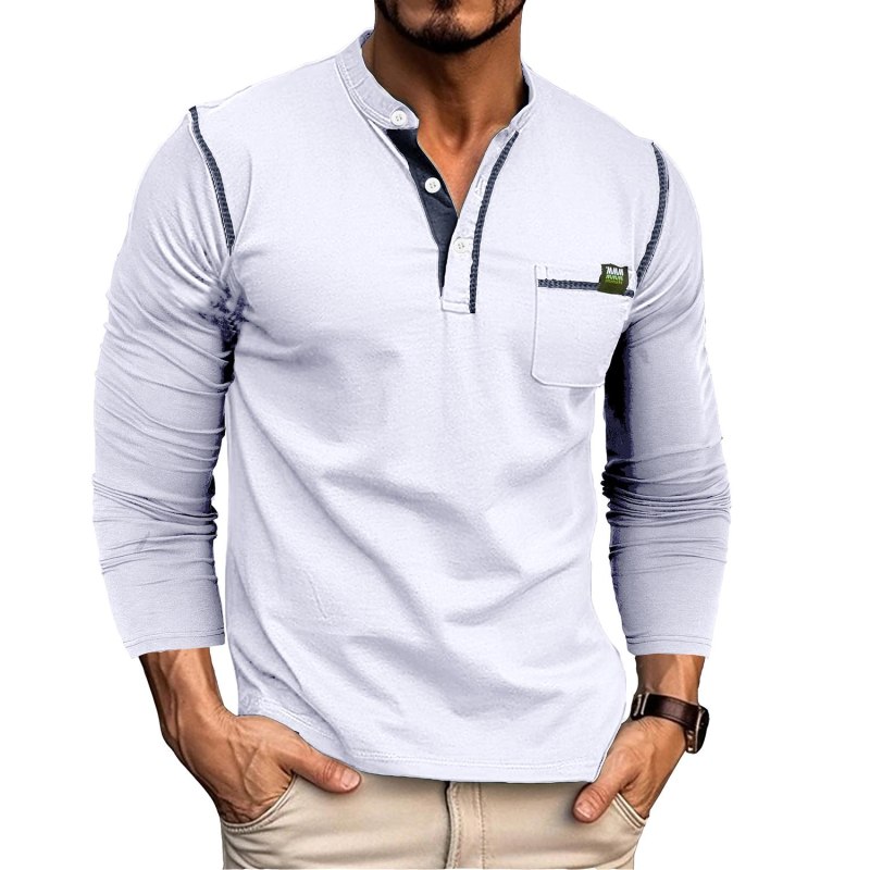 Мужская Повседневная футболка с длинным рукавом Henley Grandad