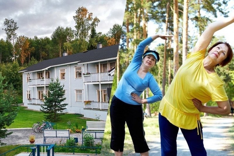 Отдыхающие люди в санатории