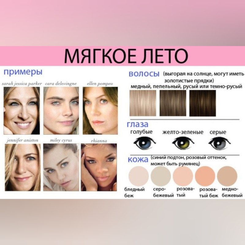 Цветотип мягкое лето цвет волос