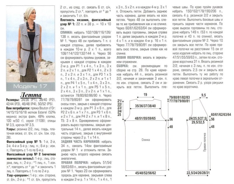 Длинные вязаные жилеты для женщин спицами с описанием
