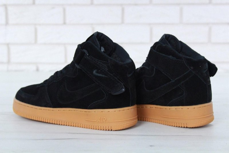 Nike Air Force 1 черные замшевые
