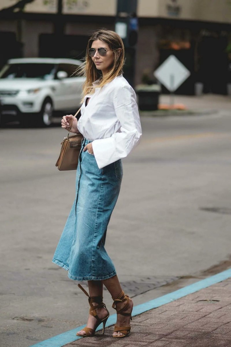 Юбка джинсовая миди 2022 Street Style