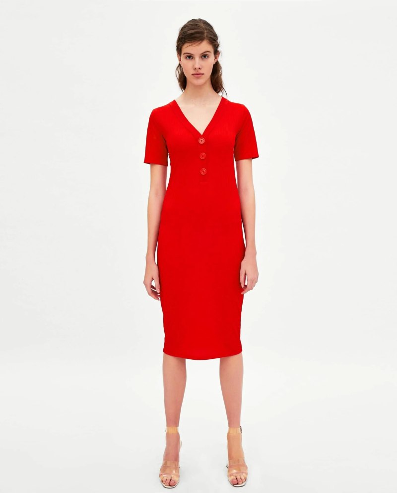 Red Dress Zara Midi 2022