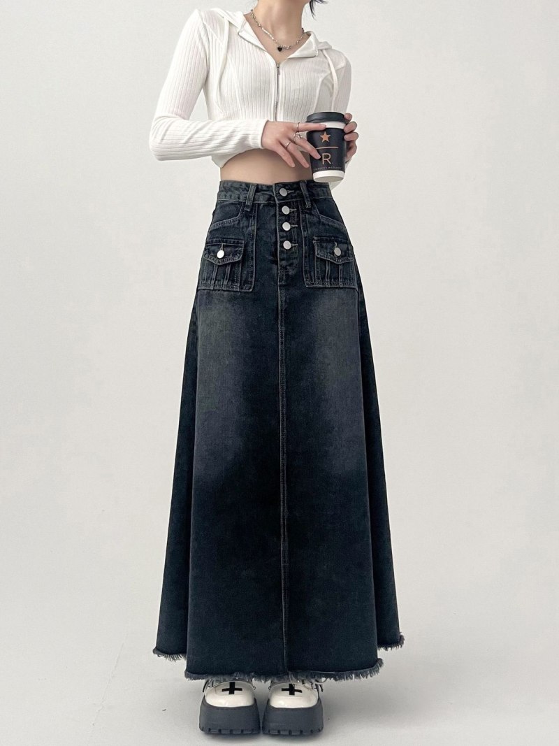 Balenciaga Raver Denim Maxi skirt