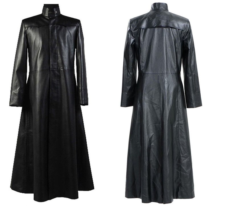 Trench Coat черный плащ кожаный