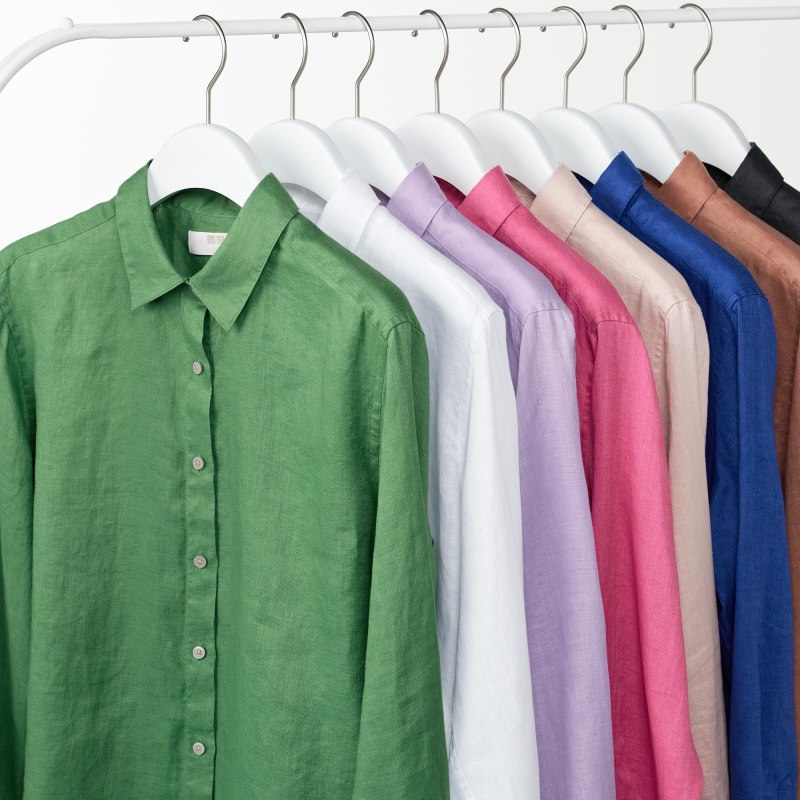Рубашка женская Uniqlo голубая в полоску