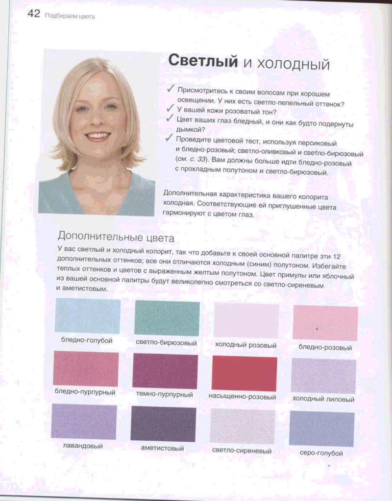 Холодное лето цветотип палитра