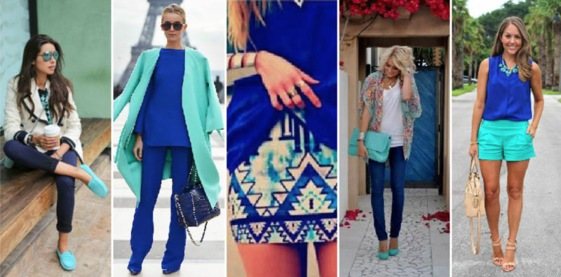 Сочетание с синим цветом в одежде