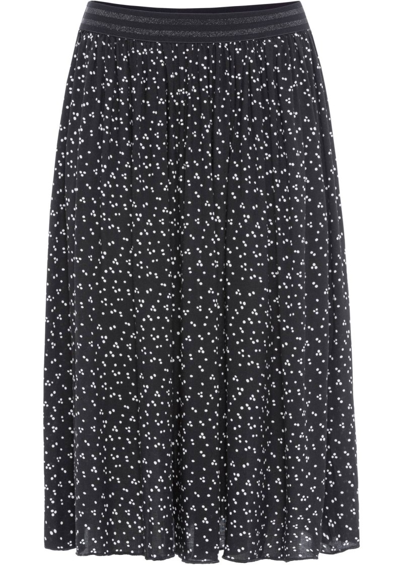 Черная юбка в горошек