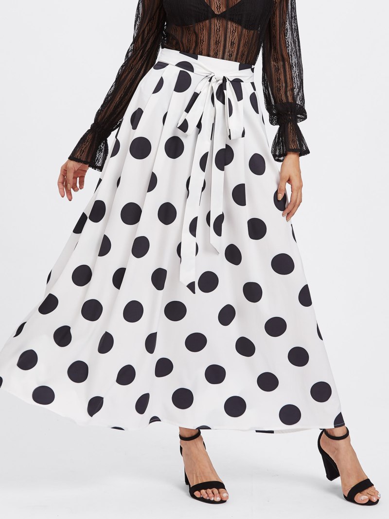 Длинная юбка в горошек