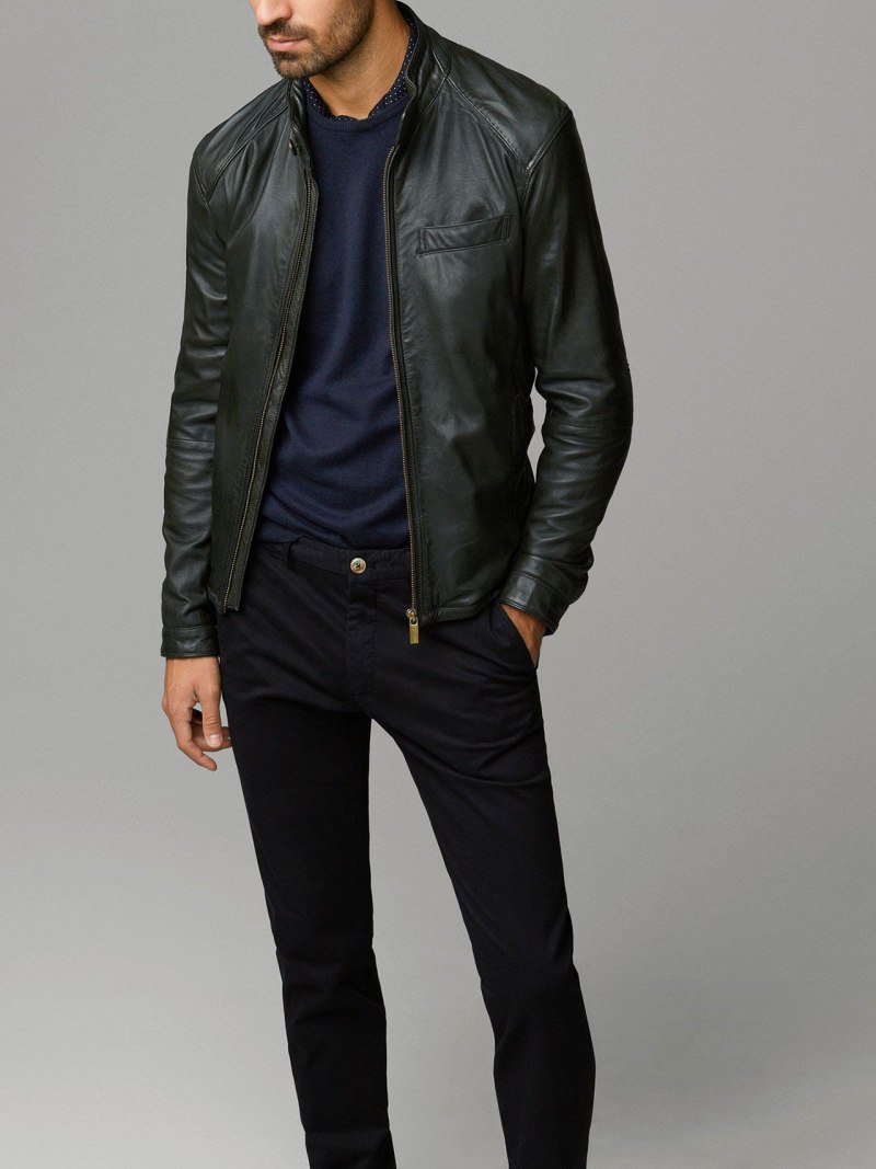 Кожаная куртка черная мужская massimo Dutti