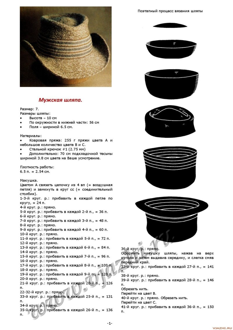 Шляпа фёдора из рафии схема