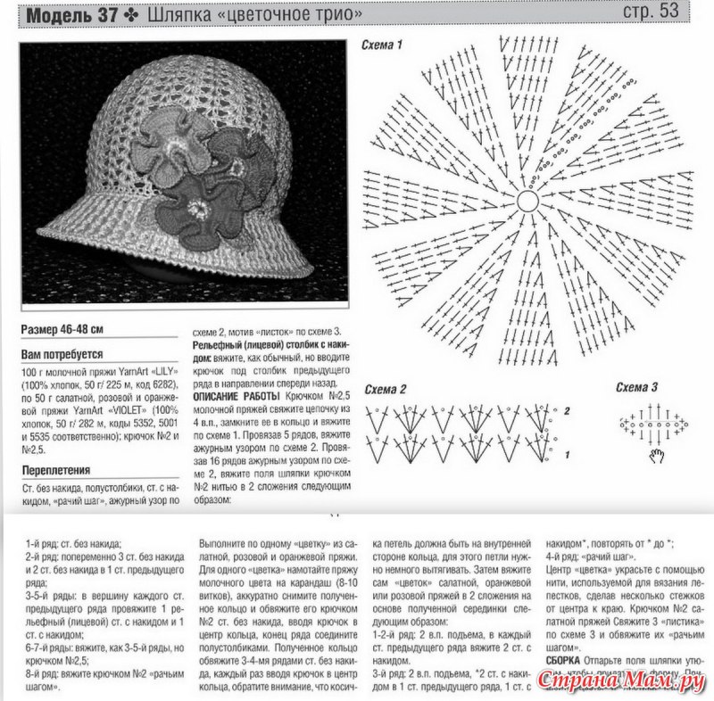 Вязаные крючком панамки шляпы схемы