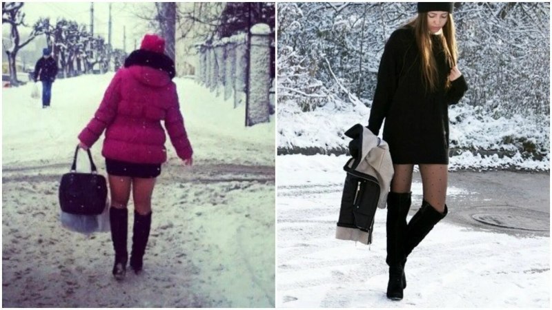 Зимой в короткой юбке