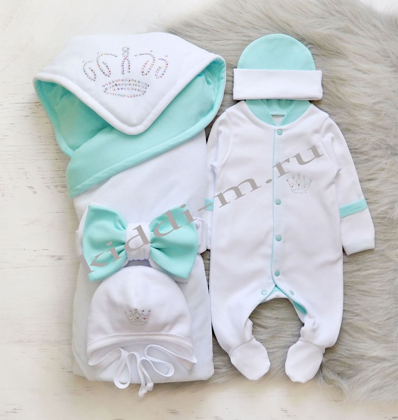 Летний комплект на выписку Picolita Богемия белый-ментол