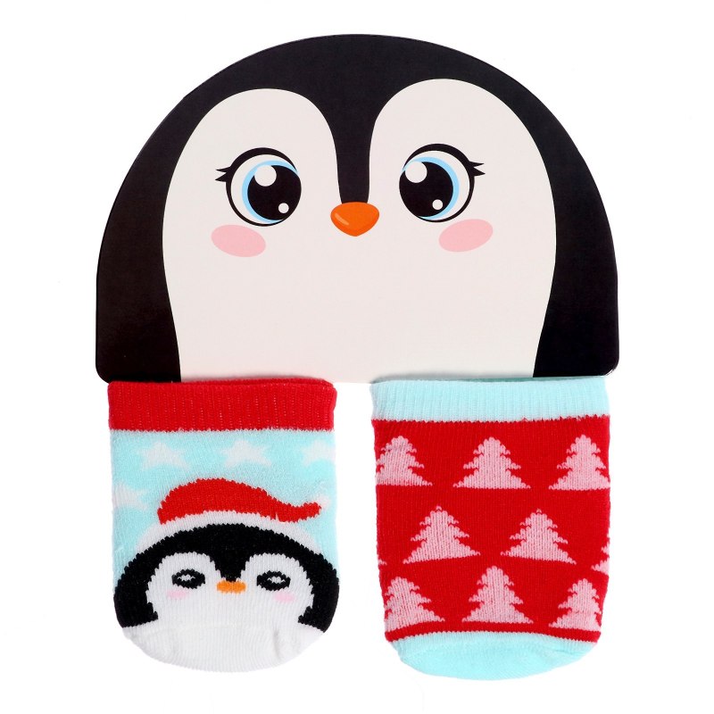 Серые носки с пингвинами