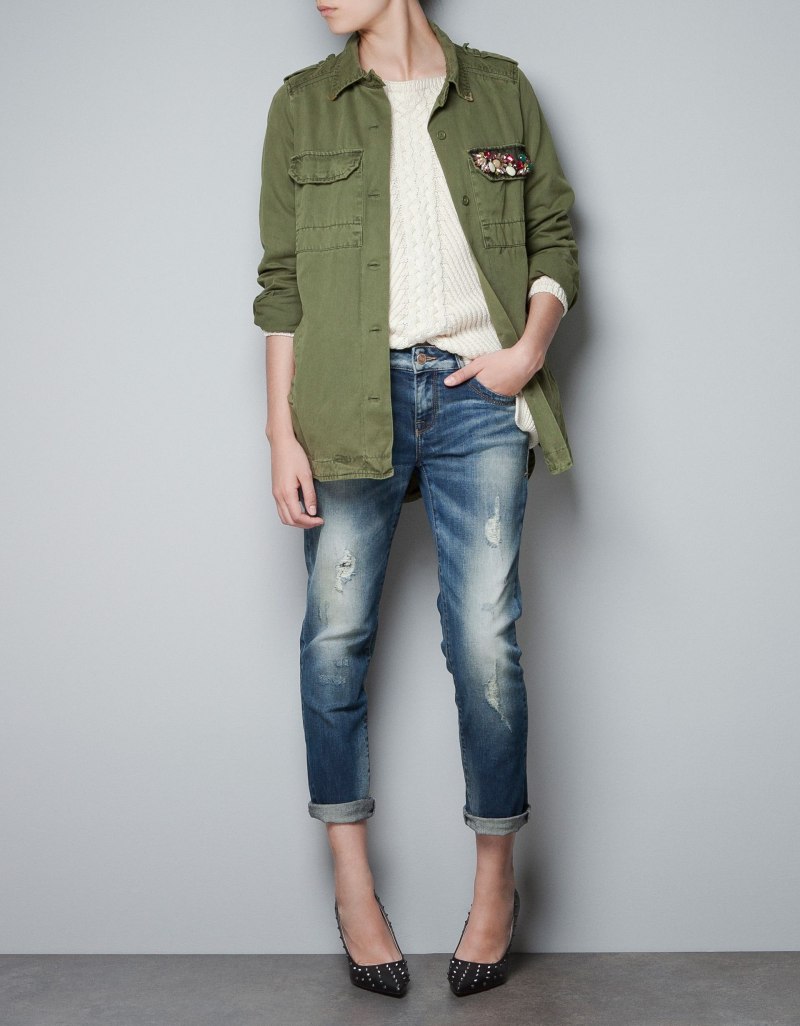 Zara джинсовка хаки