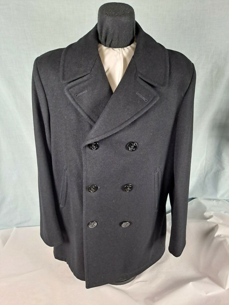 Кожаный штормовой бушлат ВМФ С воротником