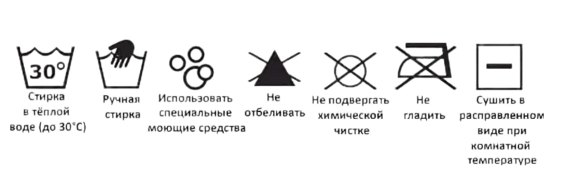 Значки на бирке одежды стирка 30