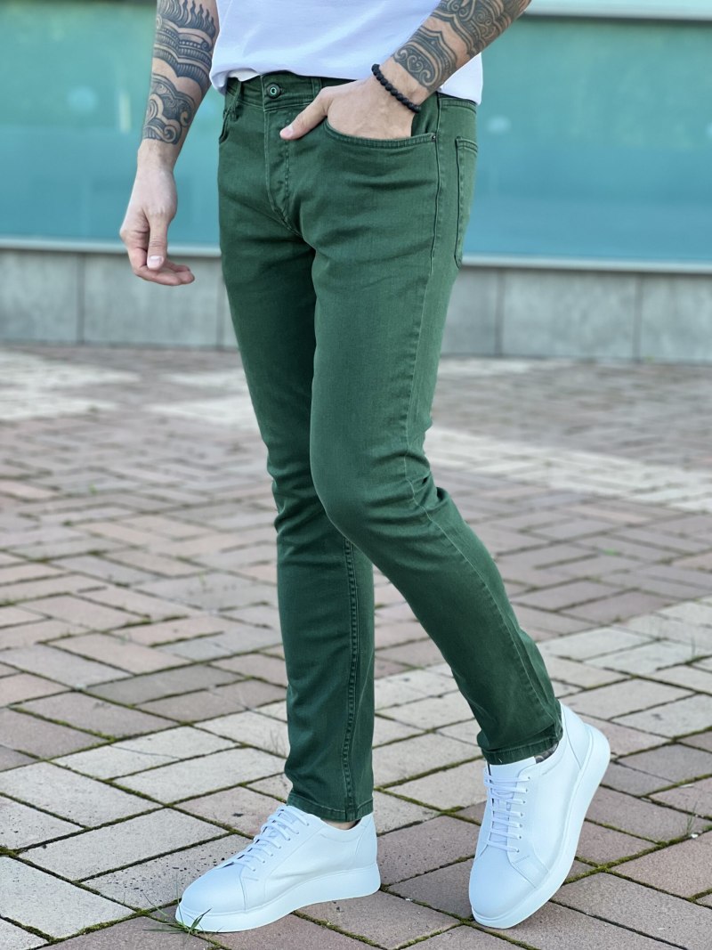 Зеленые джинсы мужские