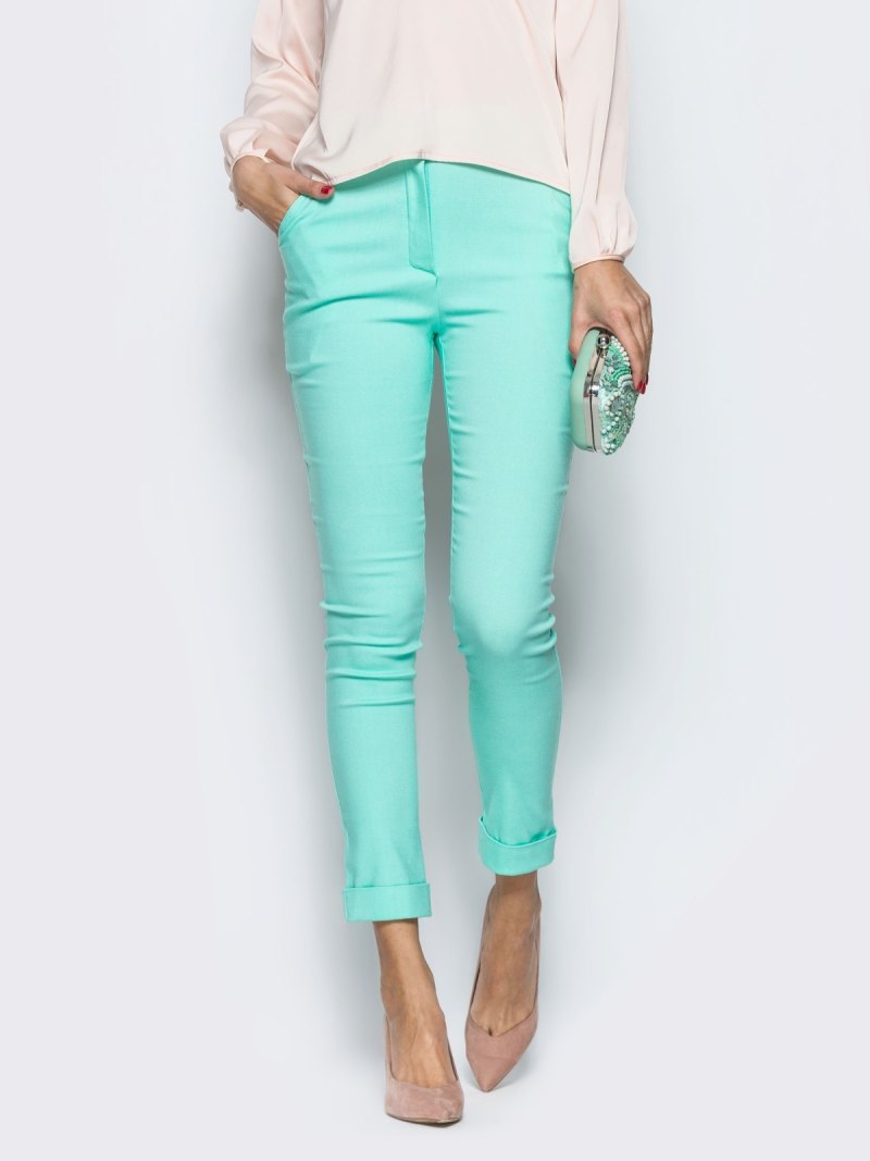 Брюки мятного цвета женские