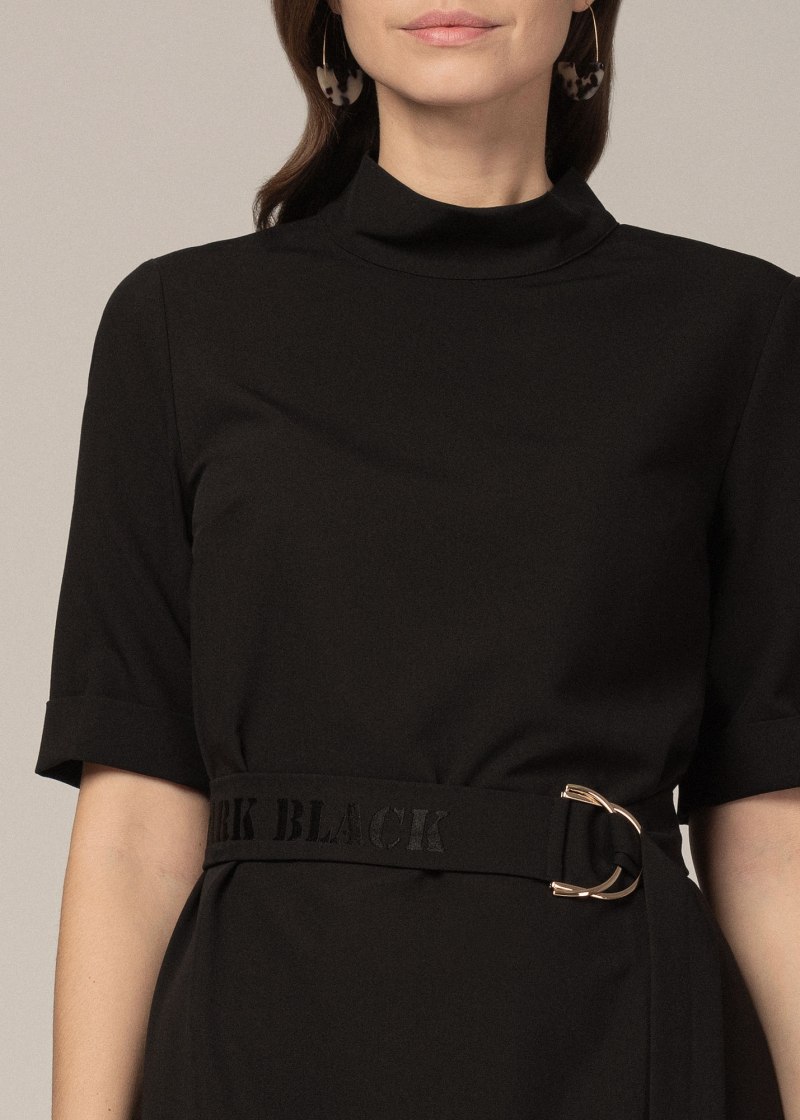 Платье черное Элис с коротким рукавом