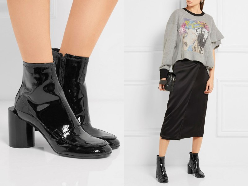 Лаковые ботинки на каблуке