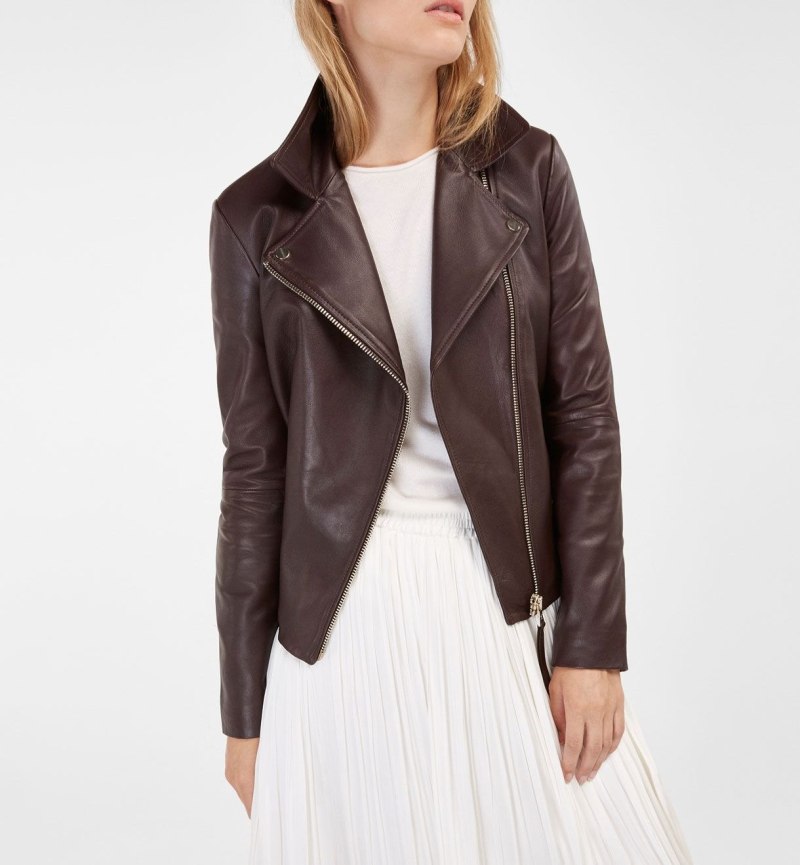 Кожаная куртка massimo Dutti женская черная
