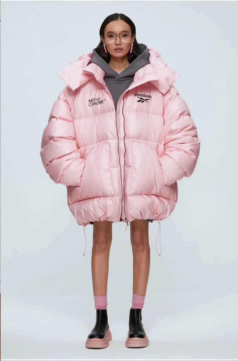 Reebok monochrome пуховик розовый