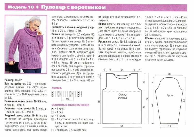 Вязаные пуловеры спицами со схемами модные