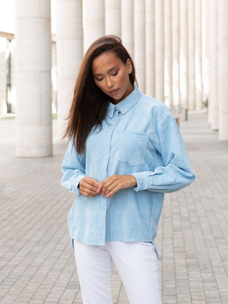 Голубая рубашка женская Oversize