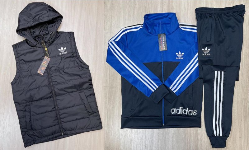 Тройка adidas спортивный костюм мужской с жилеткой