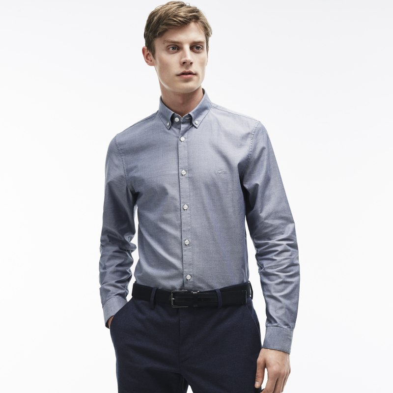 Рубашка лакосте мужская Slim Fit 45 черная