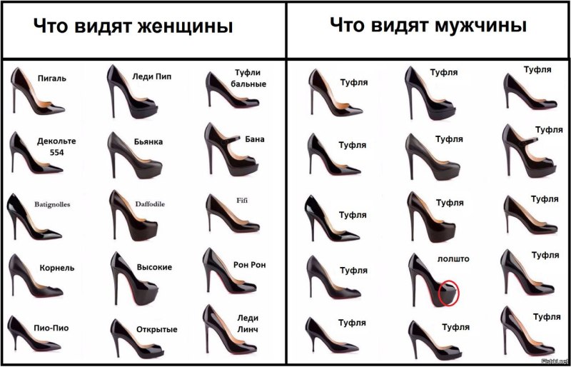 Типы женской обуви