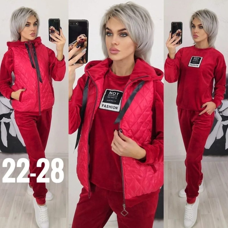 Велюровый костюм тройка женский